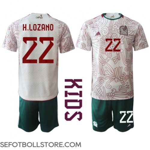 Mexiko Hirving Lozano #22 Replika babykläder Bortaställ Barn VM 2022 Kortärmad (+ korta byxor)